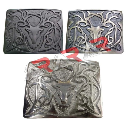 Scottish Buckle Highland Stag Head Kilt Belt Buckle Chrome Bronze Jet Black