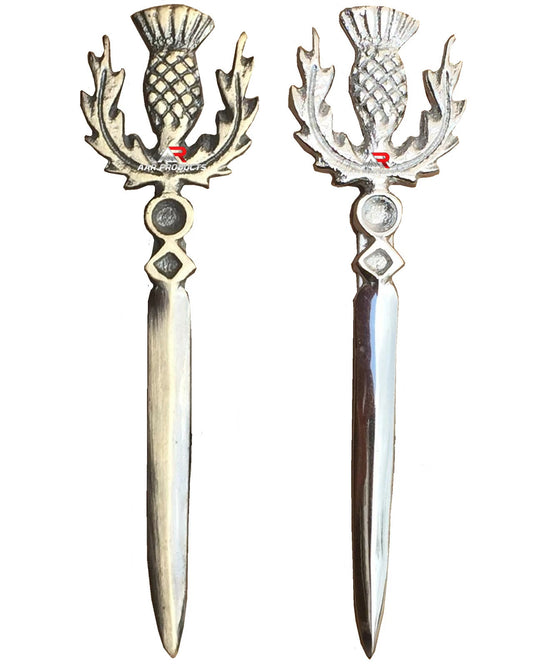Thistle kilt Pin Highland 4" Chrome & Antique Finish Scottish AAR Brand Brass