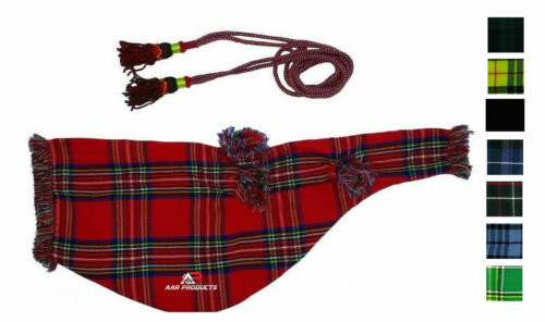 Bagpipe Cover Set with Cord Scottish Highland all Tartans Royal Stewart 30"X12"