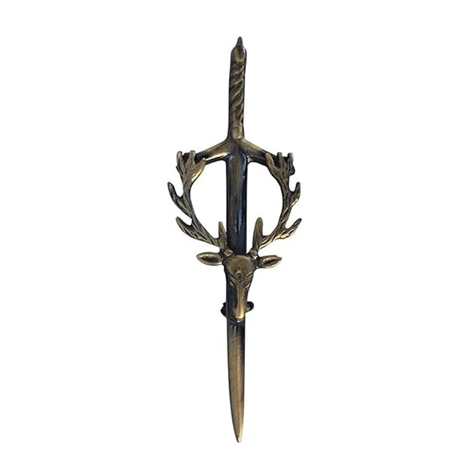 Stag Head Set Kilt Pin & Brooch Fly Plaid High Quality Antique