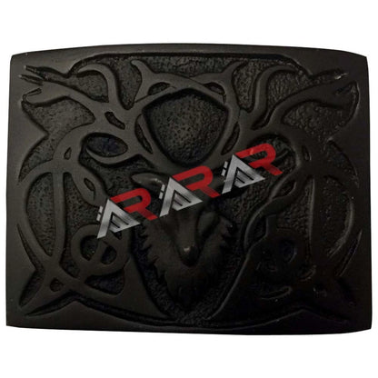 AAR Scottish Kilt Belt Buckle Stag Head Chrome Antique Black Size 3" X 2.2/5"
