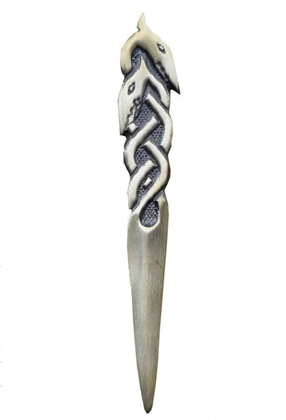 AAR Scottish Serpent Kilt Pin – 4" Antique & Chrome Finish | Highland Celtic Brooch for Kilts