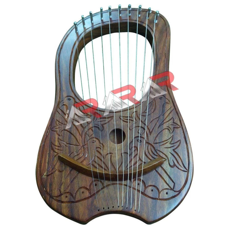 Lyre Harp 10 Metal Strings Rosewood 4 Bird Free Bag + Tuning Key Scottish
