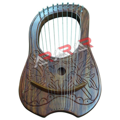 Lyre Harp 10 Metal Strings Rosewood 4 Bird Free Bag + Tuning Key Scottish