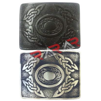 Scottish Celtic Oval Kilt Belt Buckle Jet Black/Antique Finish Highland Buckles