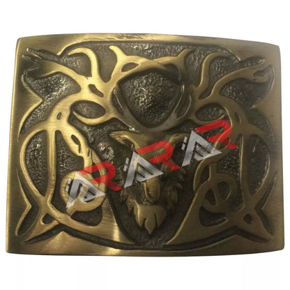 AAR Scottish Kilt Belt Buckle Stag Head Chrome Antique Black Size 3" X 2.2/5"