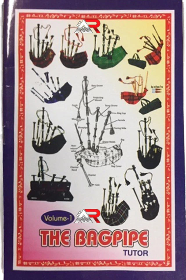 Full Size Bagpipe Great Highland Various Tartans with Chanter, Tutor Book & Bag