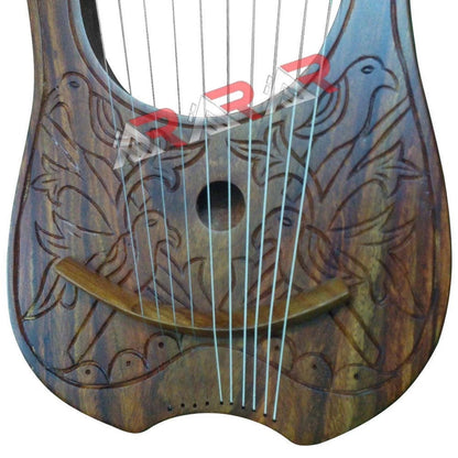 Lyre Harp 10 Metal Strings Rosewood 4 Bird Free Bag + Tuning Key Scottish