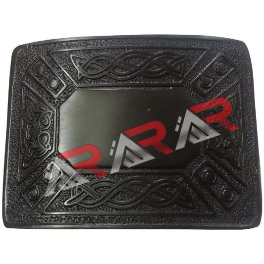 Scottish Kilt Buckle Belt Celtic Design Highland Jet Black Finish 3.75"