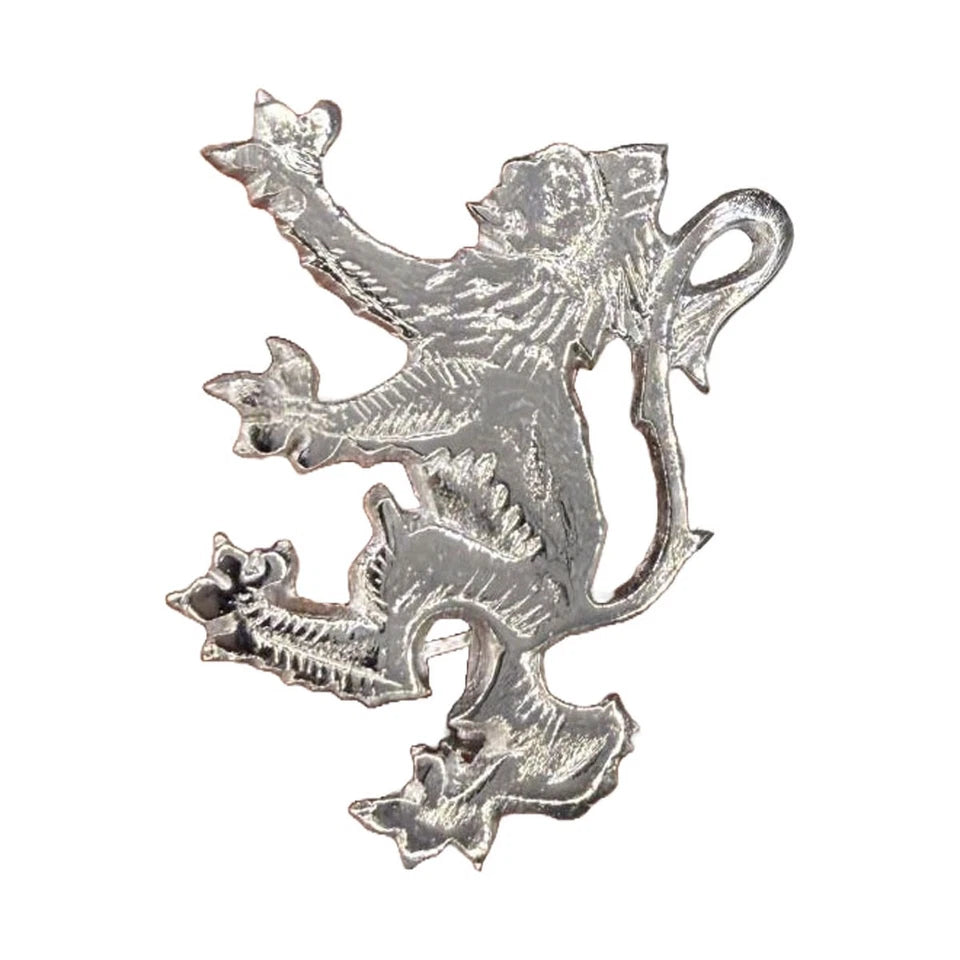 Scottish Lion Rampant Kilt Pin Antique/Chrome Plated 2"/Kilt Pins High Quality