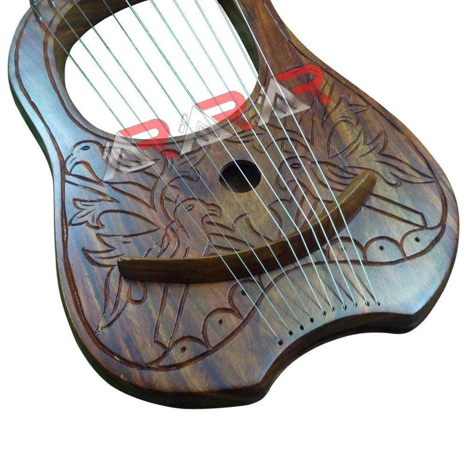 Lyre Harp 10 Metal Strings Rosewood 4 Bird Free Bag + Tuning Key Scottish