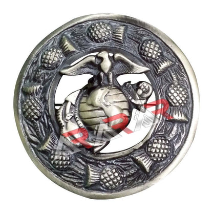 US Marine Kilt Pin & Brooch Badge Set Fly Plaid High Quality Antique Finish