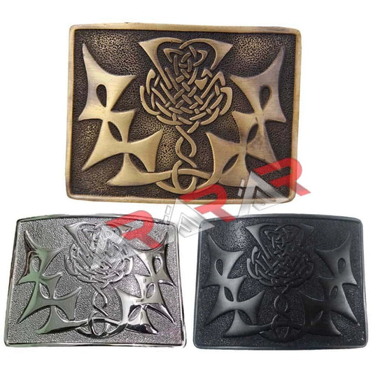 Scottish kilt Belt Buckle Celtic Knot Design Antique/Chrome/Jet Black Finish