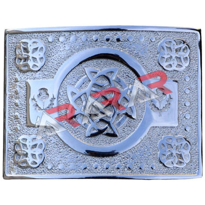 Scottish Buckle Kilt Belt Highland Celtic Knot Work Antique, Chrome and Black Finish