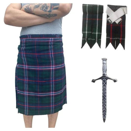 Men's Scottish Kilt 3 Pcs Set 13 oz Highland Tartans Fleshes or Kilt Pin