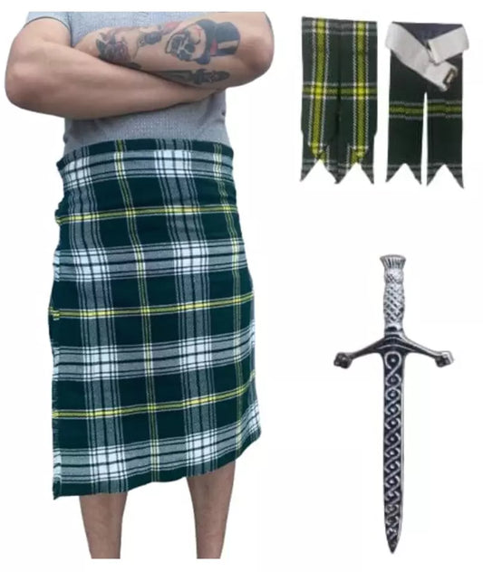 Men's Scottish Kilt 3 Pcs Set 13 oz Highland Tartans Fleshes or Kilt Pin